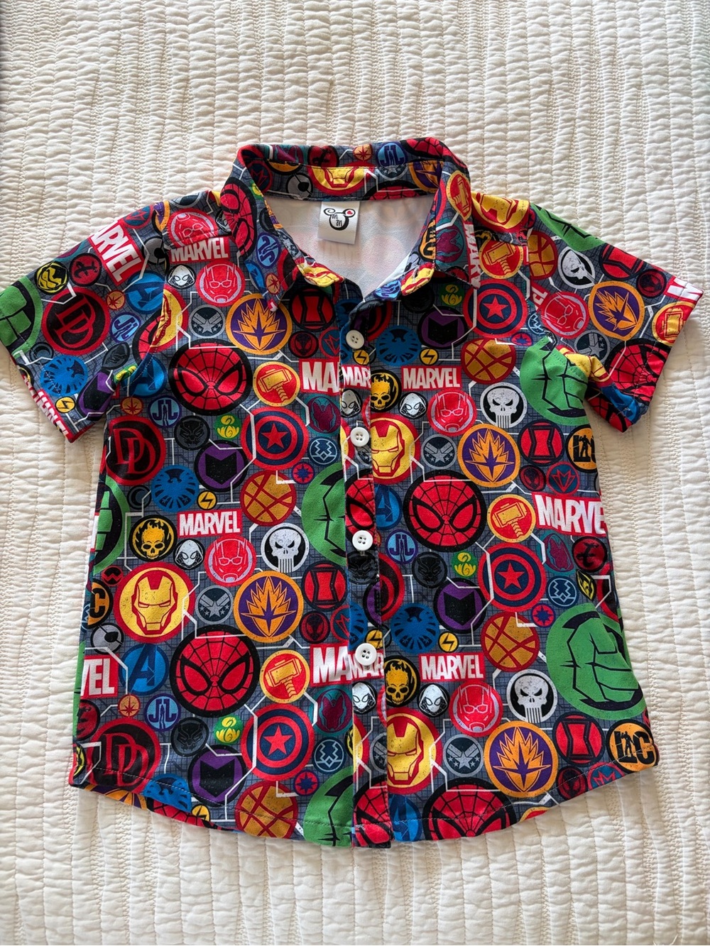 Marvel Boys Multicolor Superhero Button-Down Shirt